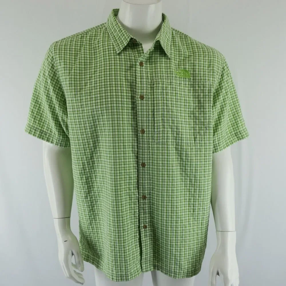 The North Face Short Sleeve Button Up Shirt Mens‎ L Green